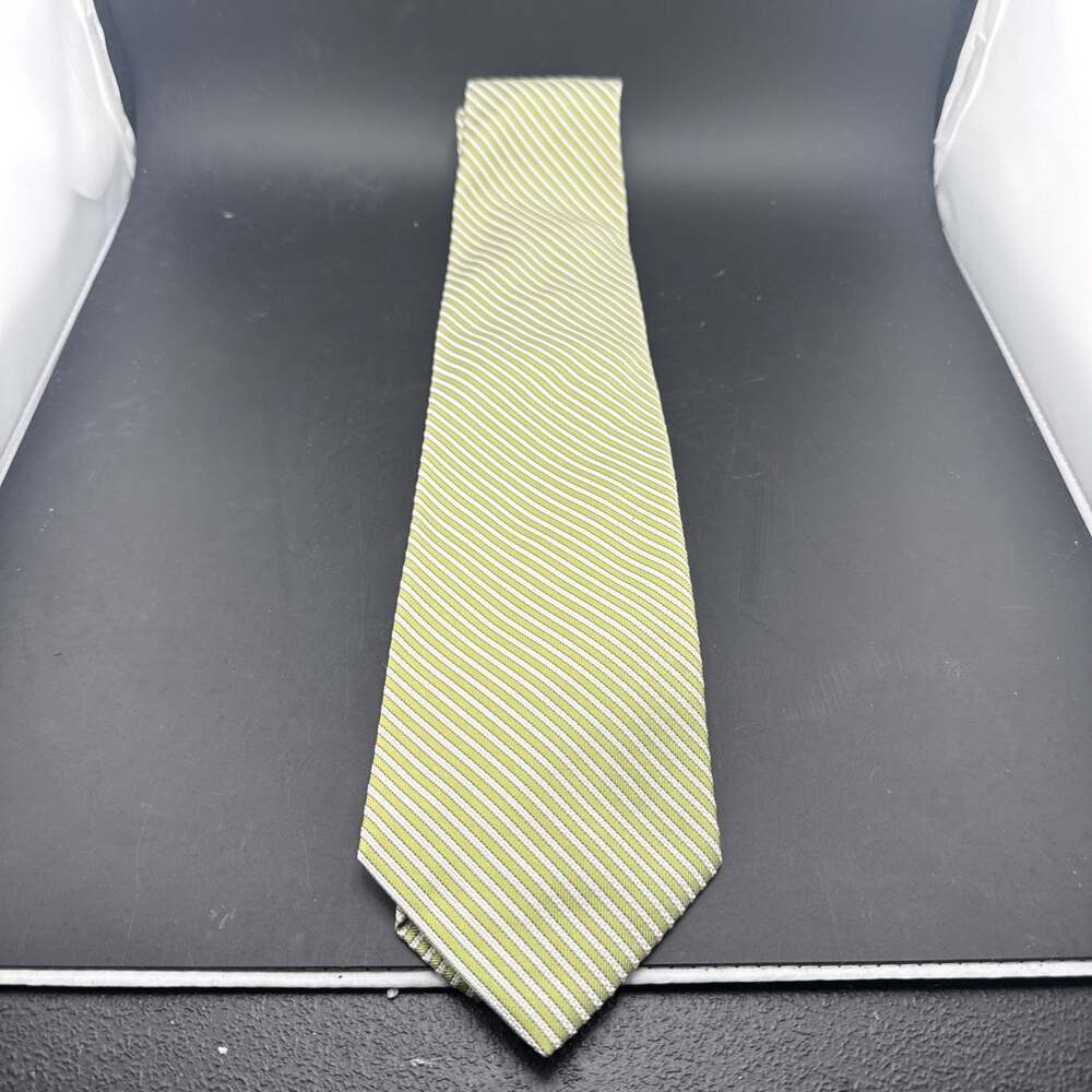 Brooks Brothers Italian Tie Light Green And White Stripe